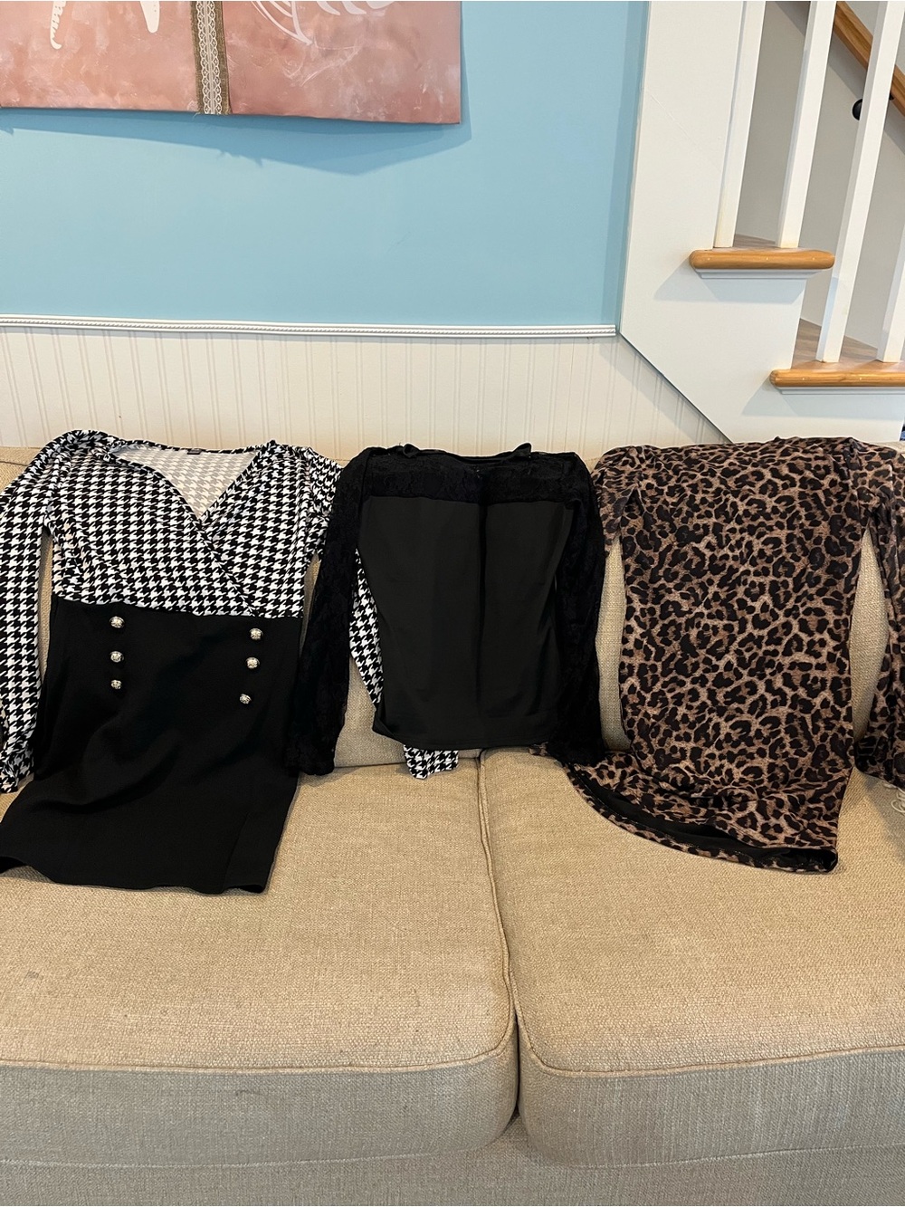 Black Lace and Houndstooth Women's Tops Pack and Lot of Clothing